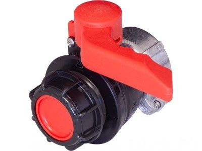 Кран п/э для еврокуба 50x75 с дюралюмин. гайкой, с прокладкой EPDM, с резьбой S60x6, код: 38016