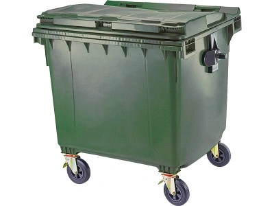 Мусорный контейнер п/э 1100л. на колёсах, с крышкой,, арт. MGBR-1100 зеленый , код: 27199