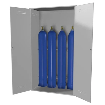 Шкаф металлический для 4х кислородных баллонов 1,2мм 1800x1040x410 мм Светло-серый