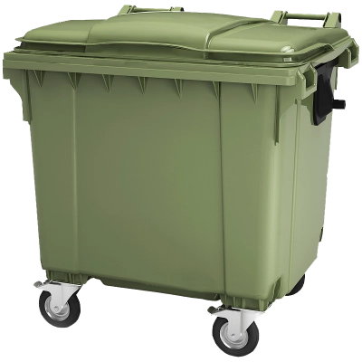 Мусорный контейнер 1100л. на колесах с крышкой, зеленый