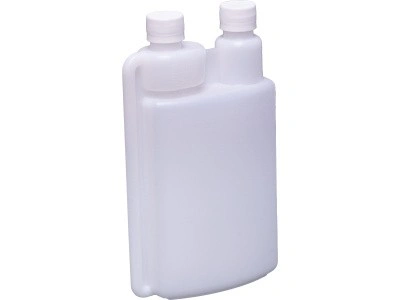 Бутыль п/э 1л прямоугольная с пробками, с 2-я горловинами с встроенным дозатором, код: 34673