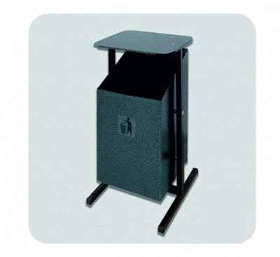 Урна металлическая уличная 24 л квадратная с крышкой