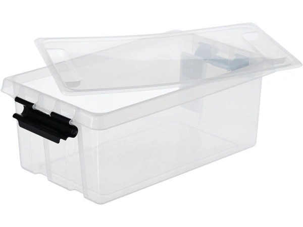 Ящик 400х225х150 с крышкой на клипсах, объем 10, прозрачный, код:28550