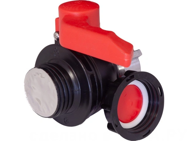 Кран п/э для еврокуба 50x62 с дюралюмин. гайкой, с прокладкой EPDM, с резьбой S60x6 , код: 38017