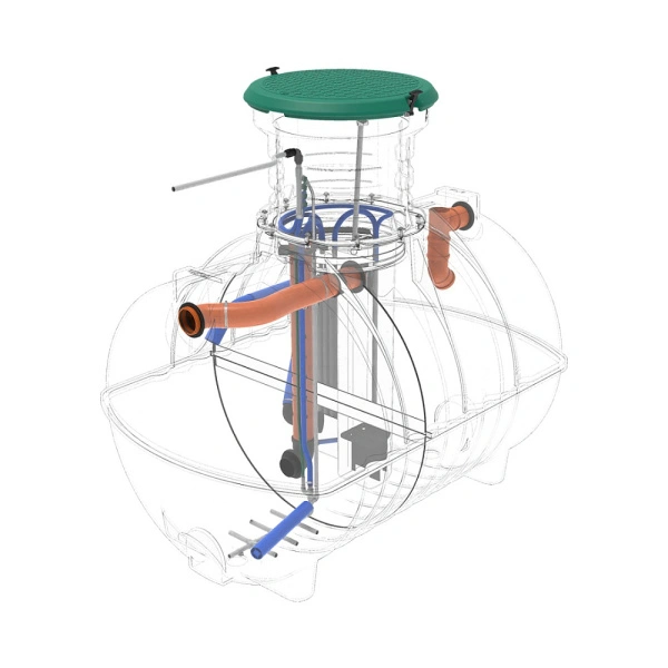 Автономная канализация Rostok Ground 8 Pro с горловиной 600 мм и принудительным отведением стоков 