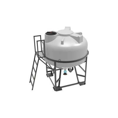 Емкость ЦКТ 3000 л с патрубком 110мм с фланцем под плотность до 1,5 г/см³ белая в обрешетке с лестницей